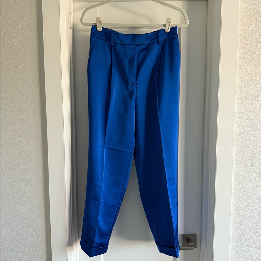 Reiss Blue Satin Dress Pants